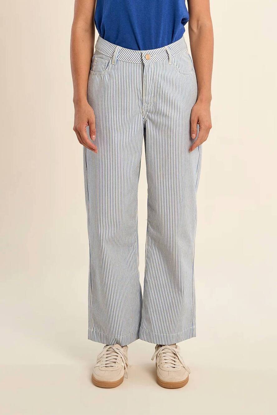 NEW MOLLY BRACKEN striped 5-pocket pants in light blue
